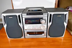 Cx-na3o3 Aiwa Vintage 1998 3 Cd Dual Cassette Stereo With Speakers Tested