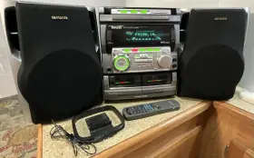 Cx-na707u Aiwa Vintage 1998 3 Cd Dual Cassette Stereo With Speakers And Remote Please Read