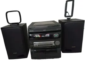 Cx-nav800u Aiwa Mini Stereo System With 2 Speakers Remote Surround Partially Working As-is
