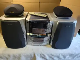 Cx-nds8u Aiwa Hi-fi Compact Stereo System 3cd Am/fm Cassette Receiver Tested