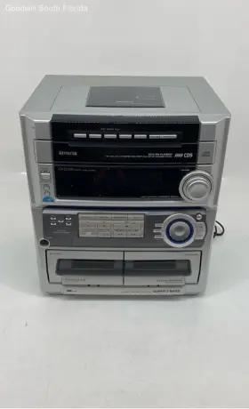 Cx-zl500u Aiwa Model Silver Shelf Stereo Cassette Receiver Cd Changer Power On