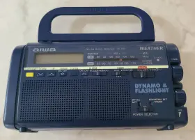 Fr-c151w Aiwa Vintage Emergency Fm Am Weather Radio With Clock Dynamo And Flashlight
