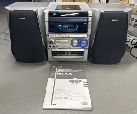 Nsx-aj70 Aiwa Stereo 3 Cd Changer Cassette Tape Player Tested No Remote Read