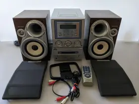 Xr-m200 Aiwa Bookshelf Micro Compact System Model With Remote Control. Radio Works