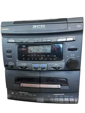 223a2 Audiovox 3 Cd Changer System Black 8 Ohm Dual Cassette 1997 Read Desc