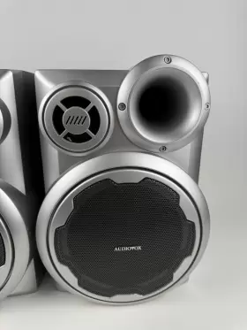 Tk5001 Audiovox Rare 20 Bookshelf Stereo Speakers 6 Ohm Pair Set Of 2 Nice Silver #2