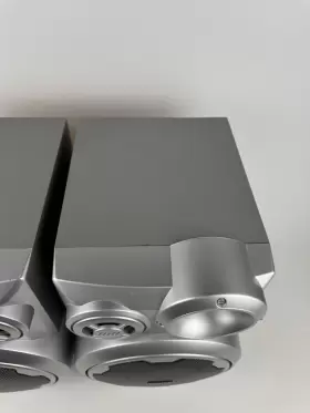 Tk5001 Audiovox Rare 20 Bookshelf Stereo Speakers 6 Ohm Pair Set Of 2 Nice Silver #3