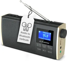 Avantree 705353092800 Streaming Radio To Bluetooth Earbuds Or Home Stereo System Fm