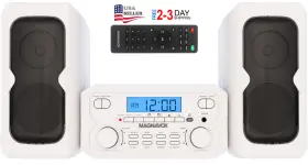 45125 Branded Home Stereo System With Bluetooth Cd Fm Radio Remote Shelf Audio Bookshelf White