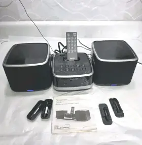 649210 Brookstone Idesign Stack Fm Stereo Iphone Ipod Clock Radio