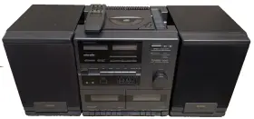 Ms4600 Casio Stereo System Cd Dual Cassette With Speakers Oem Remote Tested