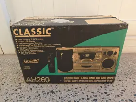 Ah260 Classic Vintage 3 Cd Cassette Am/fm Radio Home Stereo System Silver