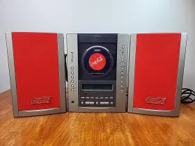 Mcd-s218m Coca Cola Vertical Cd Player 2.1 Speaker System Red No Remote Tested