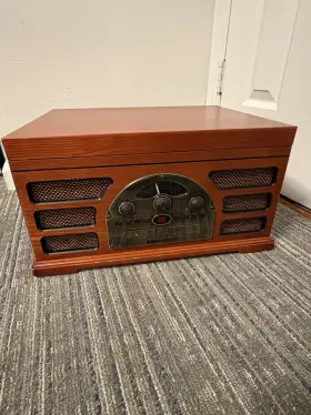Crosley Cr86e Brown Turntable Cd Am/fm Compact Shelf Stereo Aux Headphone