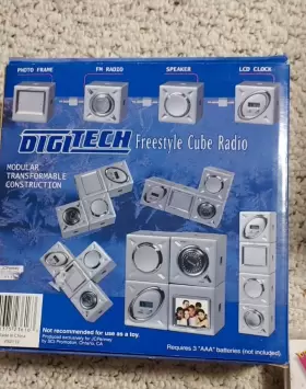 Vs2119 Digitech Freestyle Cube Radio Lcd Clock Photo Frame Nib Battery Operated Modular #2
