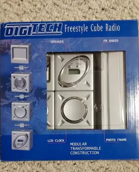 Vs2119 Digitech Freestyle Cube Radio Lcd Clock Photo Frame Nib Battery Operated Modular