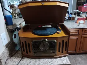 9203 Electro Brand Nostalgic Oak Cabinet Stereo Cd Music System Am/fm 3-speed Turntable New Sealed