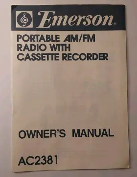 16-2482 Emerson Ac2381 Manual Portable Am/fm Radio With Cassette Recorder Vtg