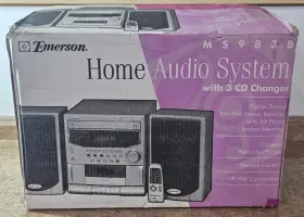Ms9838 Emerson Home Audio System Stereo With 3 Cd Changer Am/fm Cassette New