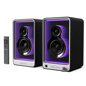 Sr15 Epicmate Bestisan 50w 2 Active Bookshelf Speakers With Dynamic Light Effect 3 Inch Bass