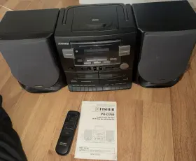 Fisher Ph-d760 Compact Shelf Stereo Cd/cassette Am/fm With Speakers Remote Black