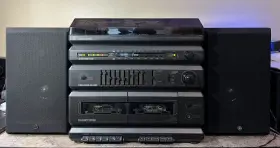 11-2012a General Electric Ge Am/fm Dual Cassette Deck Stereo Integrated With Speakers Tested