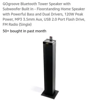 Ggbsstw100bkus Gogroove Bluetooth Tower Floor Standing Speaker With Integrated Subwoofer Used #3