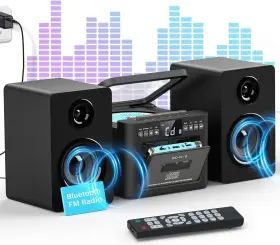 Greadio 445003934922 Stereo System For Home With Boombox Cd And Cassette Player Combo 40w Ho