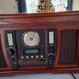 Itvs-750b Innovative Technologies Record Player Cd Recorder Cassette Radio Vintage Look Wooden Case