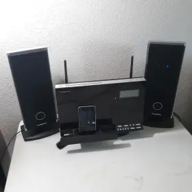 Isymphony 792885221570 W2c Black Audio System Cd Usb Sd Card Ipod Dock With Wireless Speakers