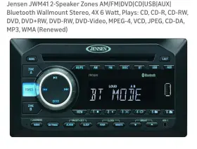 Jwm41 Jensen Radio Stereo System Cd Player Bluetooth Wall Mount
