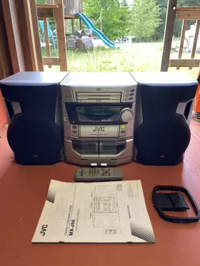 Mx-j50 Jvc Used Bookshelf Stereo Rotating Front Panel With Speakers And Remote