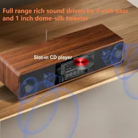 Kd-v04-wooden-yellow Keiid Cd Player For Home With Bluetooth Wooden Stereo System Yellow Finish Used #2