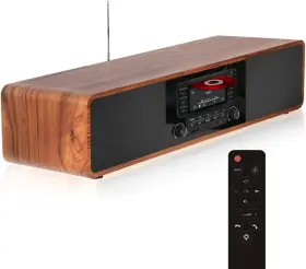 Kd-v04-wooden-yellow Keiid Cd Player For Home With Bluetooth Wooden Stereo System Yellow Finish Used