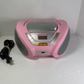 Cp548 Lauson Stereo Cd/mp3 Radio Player Pink Boombox W Usb Port Aux - Tested
