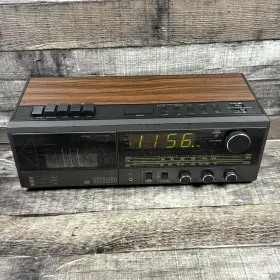 Lxi 24288 667 290 Am/fm Alarm Clock Radio Cassette Stereo Black Woodgrain