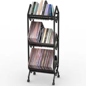 Mljp1 Nobrand 3-tier Vinyl Record Stand Lp Shelf Book And File Organizer Matte Black
