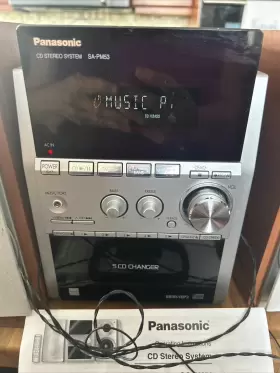 Sa-pm53 Panasonic Compact Bookshelf Stereo System Am/fm Tape / 5-cd With Remote #3