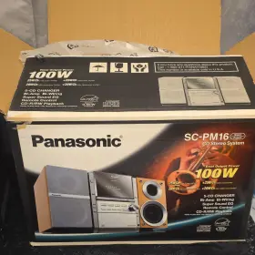 Panasonic Sc-pm16p-s Sc-pm16 Cd Stereo System 5-cd Changer 100w Remote Silver