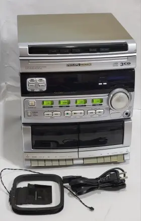 098767y8uij Philips -098767y8uij Magnavox 3 Cd Changer Dual Cassette Am/fm Mini Hifi Stero Works/ Parts #2