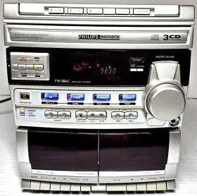 386c Philips Magnavox Fw Stereo 3cd/dual Cassette Tape Deck. Read Disc