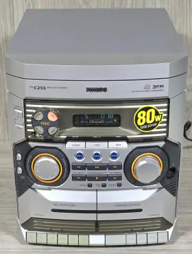 Fw-c255 Philips Stereo System Hi-fi 3 Disc Cd Changer With Remote - Tested