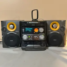 Philips Fw-c550/37 Fw-c550 Mini Hi-fi System 3-cd Changer Dual Tape Deck Max Bass Speakers