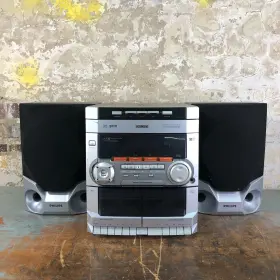 20240729 Philips H.5 D Cb.18 Vintage Phillips Model Fw-c10/37 Mini Hifi System Double Cassette 3-disc Changer