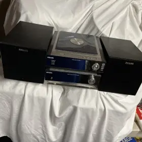Mcm704d Philips Vintage Silver Micro Hi-fi System Stereo Cd With Ipad Dock