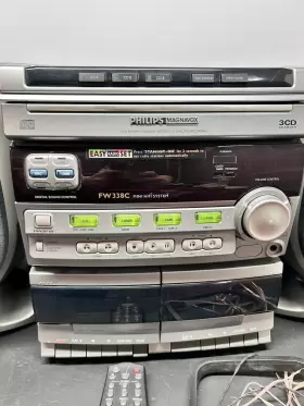 Fw338c Phillips Magnavox Rare Philips 3cd Mini Hi-fi System With Speakers Remote Antenna #3