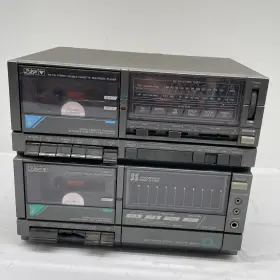 Pulser 44-0187 Compact Shelf Stereo Vtg Dual Cassette Am/fm Needs Service