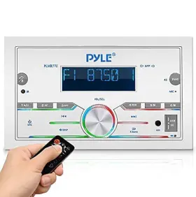 Plmr77u Pyle Marine Bluetooth Stereo Receiver Double Din 300w Lcd Display - White