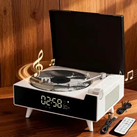 Qobayleo 445025545557 9-in-1 Portable Retro Cd Player For Home With Built-in Hi-fi Dual Stereo Speaker