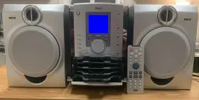 Rs2056 Rca 5 Disk Changer Stereo System With Speakers And Remote Tested Working